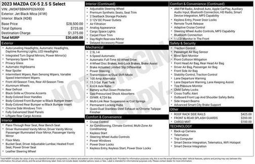 Jet Black Mica 2023 Mazda CX-5 2.5 S Select Package
