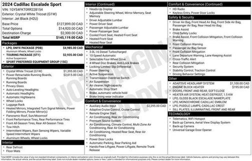 Crystal White Tri-Coat 2024 Cadillac Escalade Sport