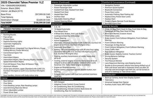 Black 2025 Chevrolet Tahoe Premier