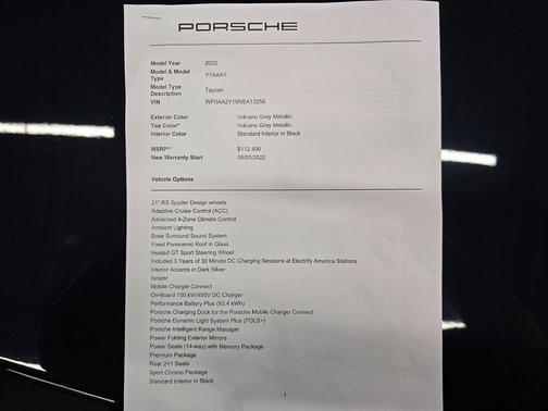 2022 Porsche Taycan Base (A2)