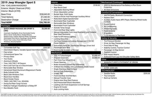 2019 Jeep Wrangler Sport S