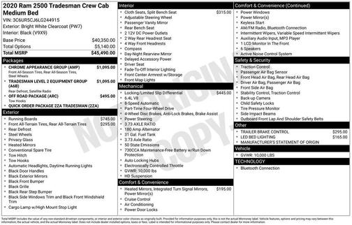 2020 RAM 2500 Tradesman Crew Cab 4X4 6'4' Box