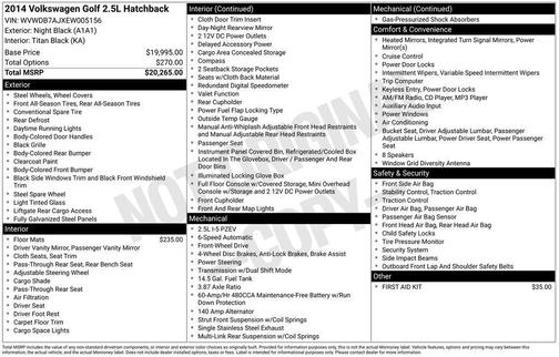 2014 Volkswagen Golf 2.5L