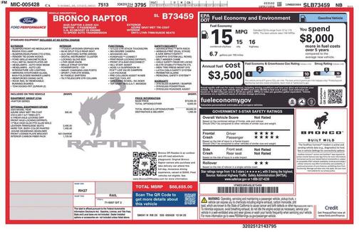 Azure Gray Metallic 2025 Ford Bronco Raptor