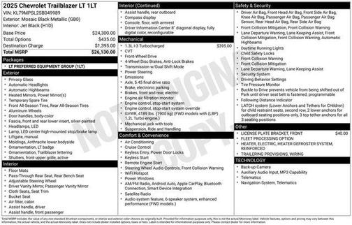 Mosaic Black Metallic 2025 Chevrolet Trailblazer LT