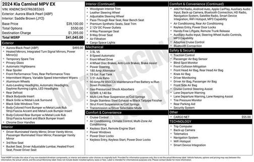 Aurora Black 2024 Kia Carnival EX
