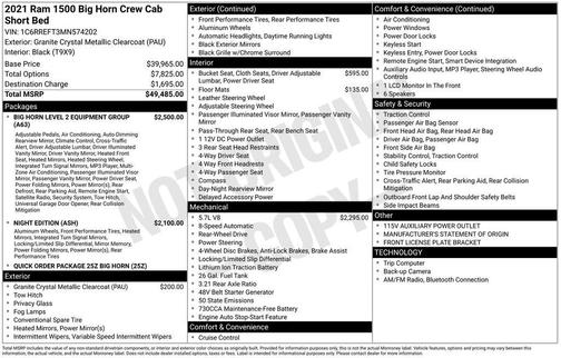 Granite Crystal Clearcoat Metallic 2021 RAM 1500 Big Horn