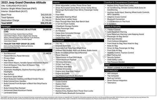 Bright White Clearcoat 2023 Jeep Grand Cherokee Altitude