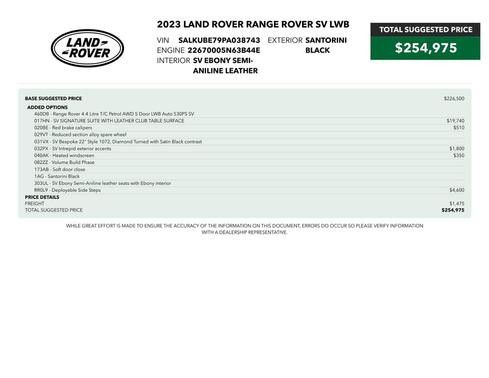 Santorini Black Metallic 2023 Land Rover Range Rover SV