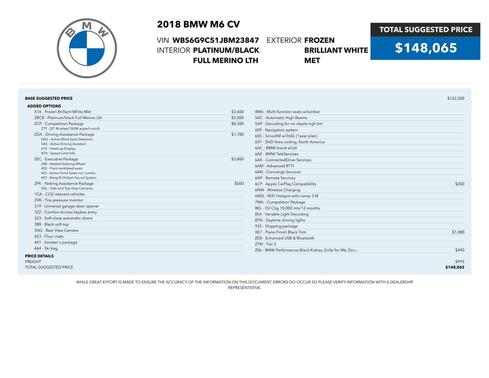 Frozen Brilliant White Metallic 2018 BMW M6 Base