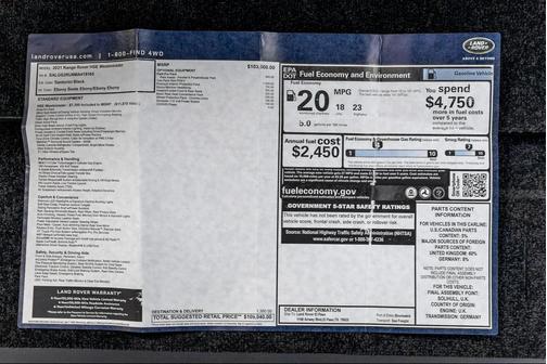 2021 Land Rover Range Rover Westminster