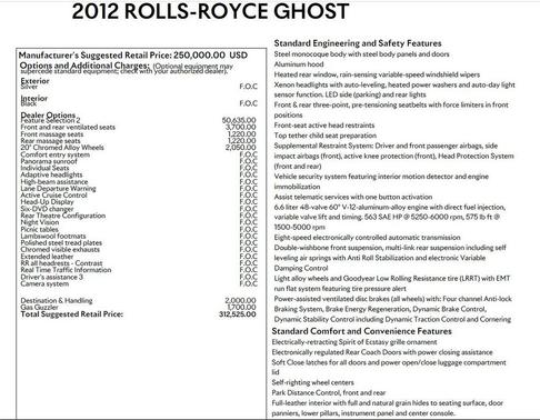 2012 Rolls-Royce Ghost 4D Sedan
