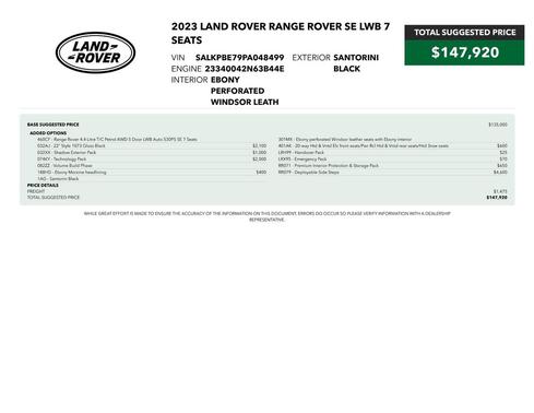 Santorini Black Metallic 2023 Land Rover Range Rover P530 SE
