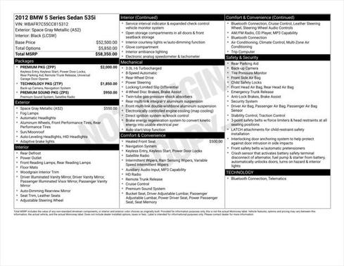 2012 BMW 535 535i Sedan 4D