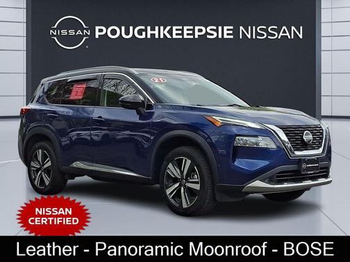 Caspian Blue Metallic/Super Black 2021 Nissan Rogue Platinum