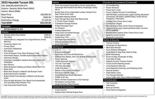 White 2023 Hyundai TUCSON SEL