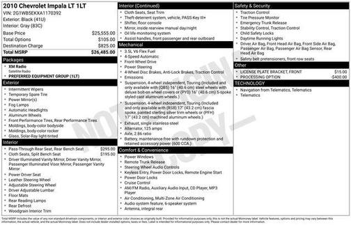 Black 2010 Chevrolet Impala LT