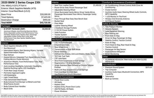 Black 2020 BMW 230 i
