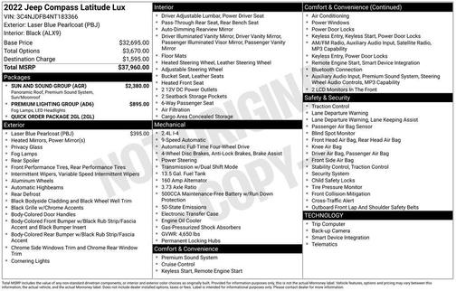 Blue 2022 Jeep Compass Latitude Lux
