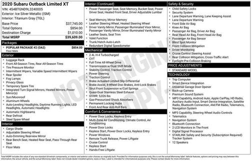 Ice Silver Metallic 2020 Subaru Outback Limited XT