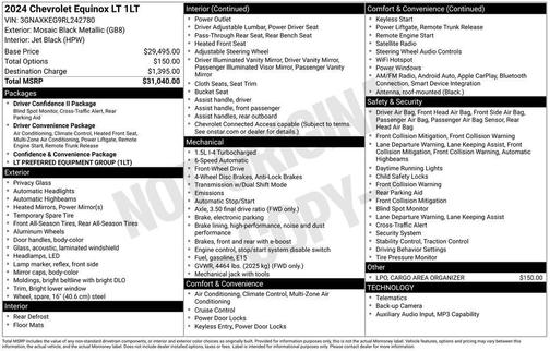 Black 2024 Chevrolet Equinox LT