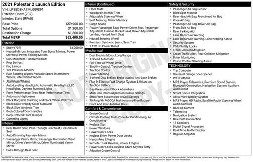 2021 Polestar 2 Launch Edition