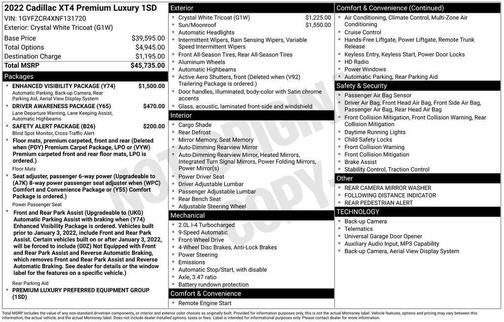 White 2022 Cadillac XT4 Premium Luxury