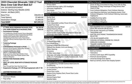 Gray 2023 Chevrolet Silverado 1500 LT Trail Boss