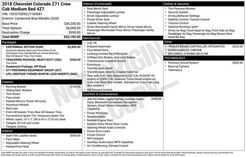 2018 Chevrolet Colorado Z71