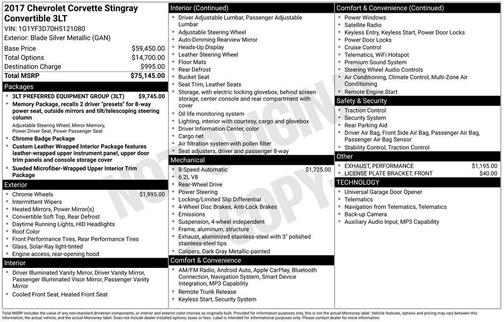 2017 Chevrolet Corvette Stingray