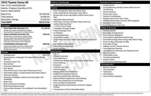 Gray 2023 Toyota Camry SE