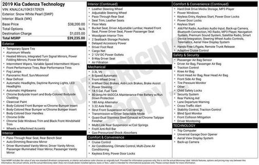 2019 Kia Cadenza Technology
