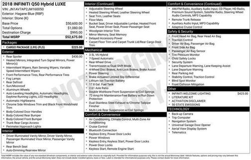 2018 INFINITI Q50 Hybrid Luxe