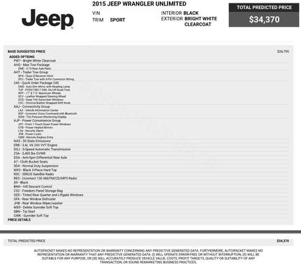 Bright White Clearcoat 2015 Jeep Wrangler Unlimited Sport