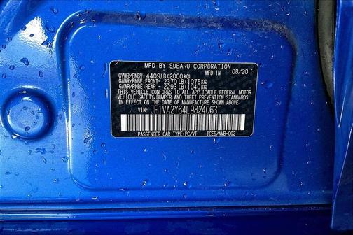 WR Blue Pearl 2020 Subaru WRX STI Limited w/Wing