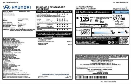 2024 Hyundai IONIQ 6 SE Standard Range
