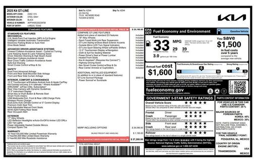Steel Gray 2025 Kia K4 GT-Line