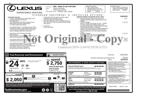 2020 Lexus IS 300 Base