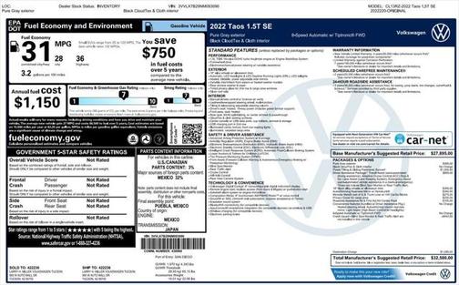 2022 Volkswagen Taos 1.5T SE