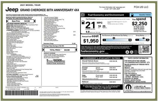 2021 Jeep Grand Cherokee 80th Anniversary 4X4