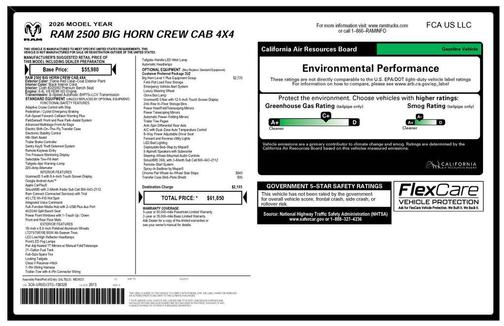 Flame Red Clearcoat 2026 RAM 2500 Big Horn Crew Cab 4x4 6'4' Box