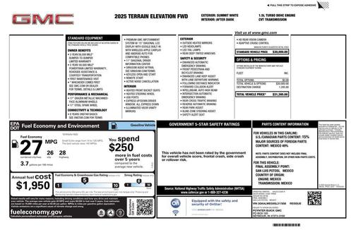 Summit White 2025 GMC Terrain FWD Elevation