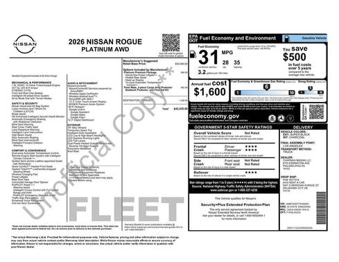 Super Black 2026 Nissan Rogue Platinum