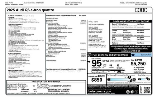 Black Metallic 2025 Audi Q6 e-tron Premium Plus quattro