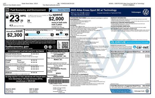 2025 Volkswagen Atlas Cross Sport 2.0T SE w/Technology