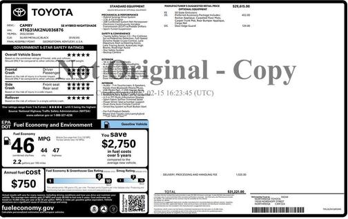 2022 Toyota Camry Nightshade Edition Hybrid