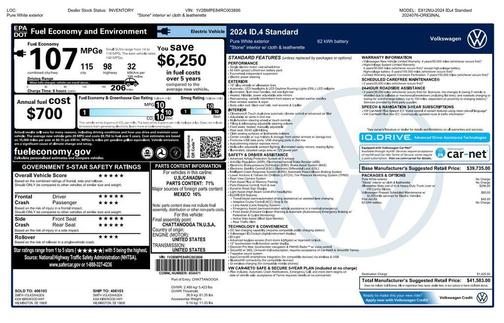 Pure White 2024 Volkswagen ID.4 Standard