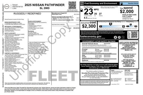 Super Black 2025 Nissan Pathfinder SL FWD