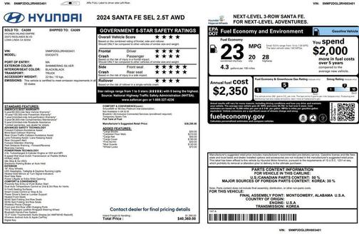 2024 Hyundai SANTA FE SEL 2.4