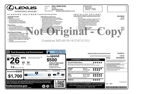 2023 Lexus ES 350 Base